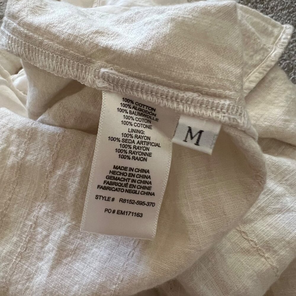 Cloth & Stone Anthropologie Cotton Bow Tie Shirt Dress Cream and White NWOT M - Picture 8 of 11